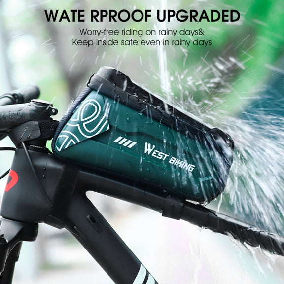 WEST BIKING 2.5L Bicycle Front Beam Mobile Phone Touch Screen Hard Shell Bag(Dark Green)