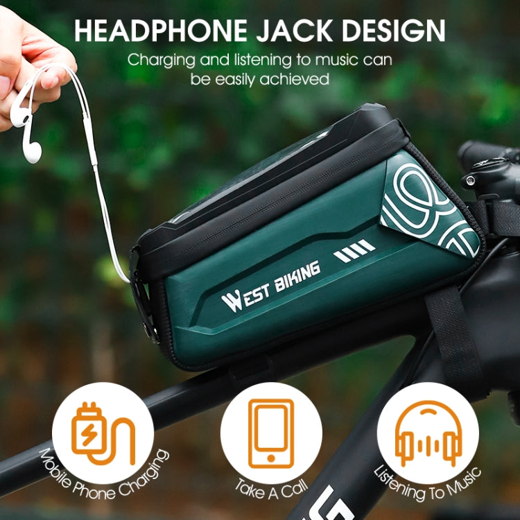 WEST BIKING 2.5L Bicycle Front Beam Mobile Phone Touch Screen Hard Shell Bag(Dark Green)