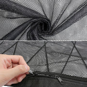 Car Ceiling Storage Net Bag Draw Rope Double-Layer Zipper Car Storage Net Pocket(80x55cm)