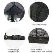 Car Ceiling Storage Net Bag Draw Rope Double-Layer Zipper Car Storage Net Pocket(80x55cm)