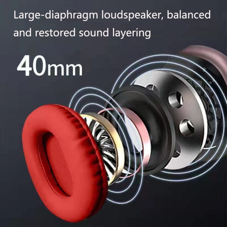 P9 Bluetooth 5.1 Subwoofer Wireless Headset Support AUX / TF Card(Red)