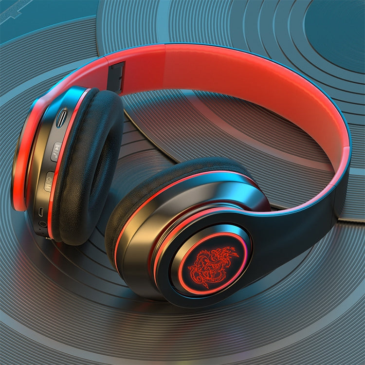 B39 Wireless Bluetooth Headset Subwoofer With Breathing Light Support TF Card(Black Red)
