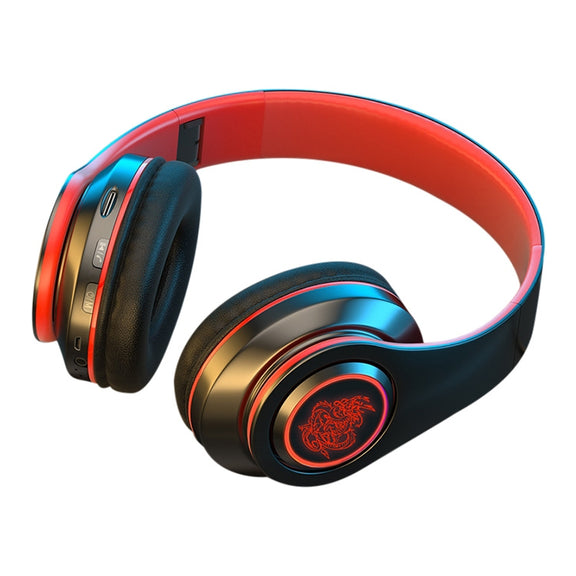 B39 Wireless Bluetooth Headset Subwoofer With Breathing Light Support TF Card(Black Red)