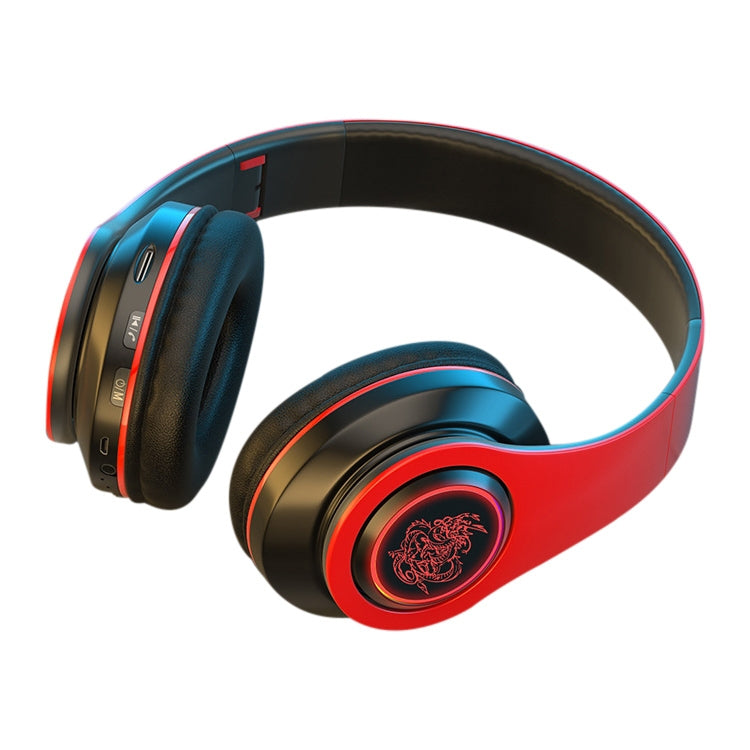 B39 Wireless Bluetooth Headset Subwoofer With Breathing Light Support TF Card(Red Black)
