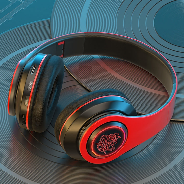B39 Wireless Bluetooth Headset Subwoofer With Breathing Light Support TF Card(Red Black)
