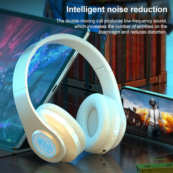 B39 Wireless Bluetooth Headset Subwoofer With Breathing Light Support TF Card(Red Black)