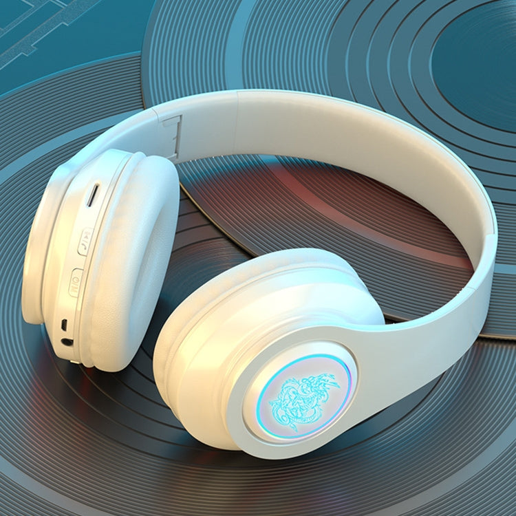 B39 Wireless Bluetooth Headset Subwoofer With Breathing Light Support TF Card(White)