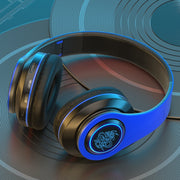 B39 Wireless Bluetooth Headset Subwoofer With Breathing Light Support TF Card(Black Blue)
