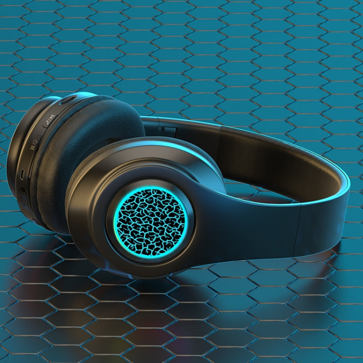 B39 Wireless Bluetooth Headset Subwoofer With Breathing Light Support TF Card(Pure Black)