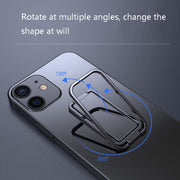 Square Folding Metal Holder Rotating Back Stick Desktop Phone Ring Holder(Space Silver)
