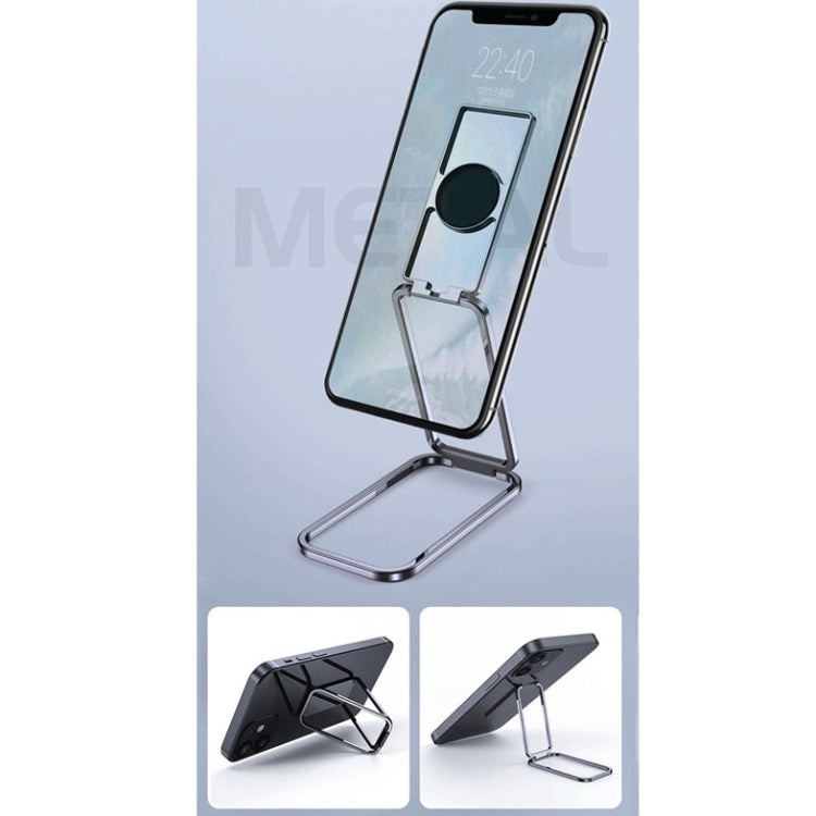 Square Folding Metal Holder Rotating Back Stick Desktop Phone Ring Holder(Space Silver)