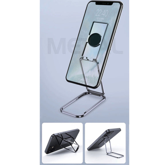 Square Folding Metal Holder Rotating Back Stick Desktop Phone Ring Holder(Space Silver)