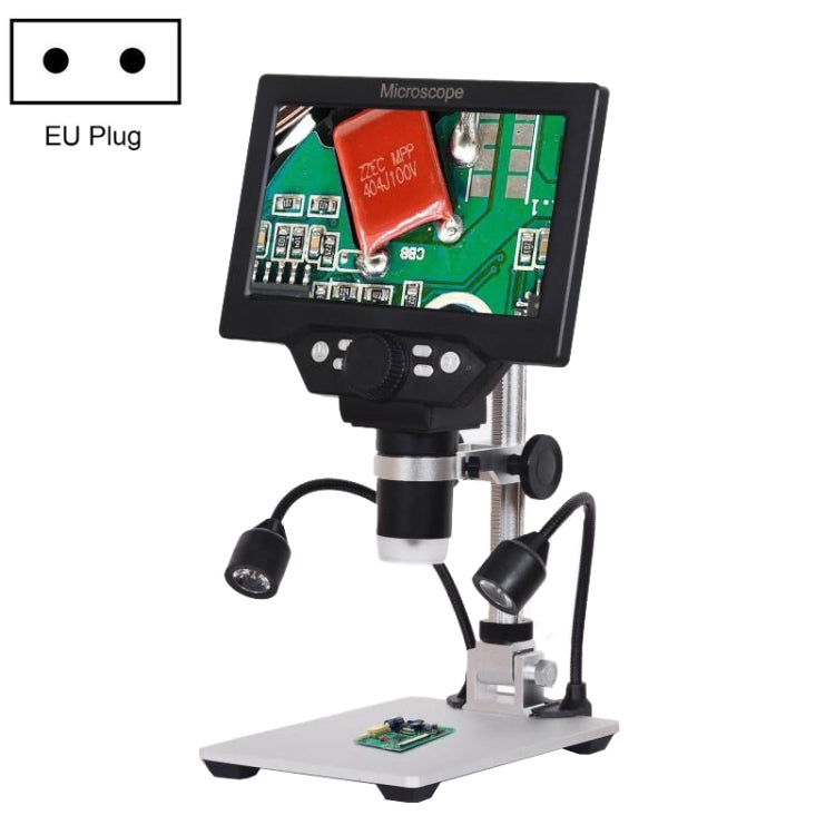 G1200D 7 Inch LCD Screen 1200X Portable Electronic Digital Desktop Stand Microscope(EU Plug Without Battery)