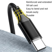 4 PCS 2.4A USB-C / Type-C to USB Braided Fast Charging Sync Data Cable, Length: 2m (Black)