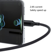 4 PCS 2.4A USB-C / Type-C to USB Braided Fast Charging Sync Data Cable, Length: 2m (Black)
