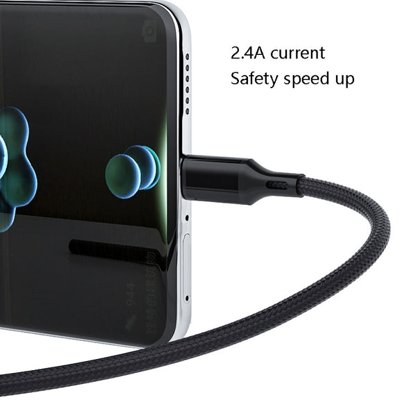 4 PCS 2.4A USB-C / Type-C to USB Braided Fast Charging Sync Data Cable, Length: 2m (Black)