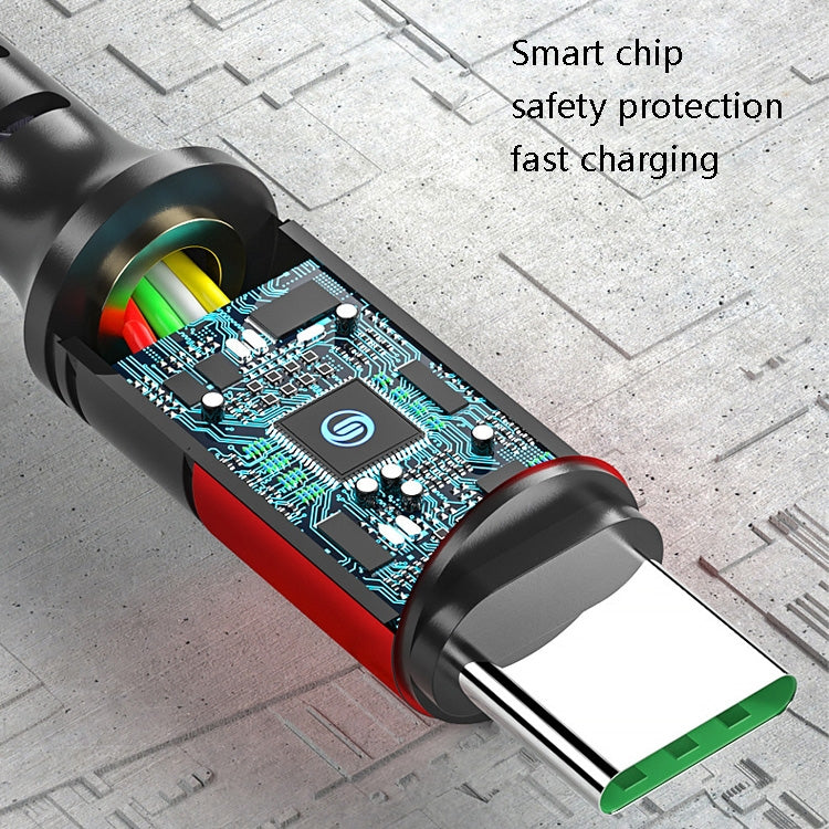 1.25m 3 In 1 USB to Dual Type-C + Micro USB Quick Charging Sync Data Cable, Output: 5A (Blue)
