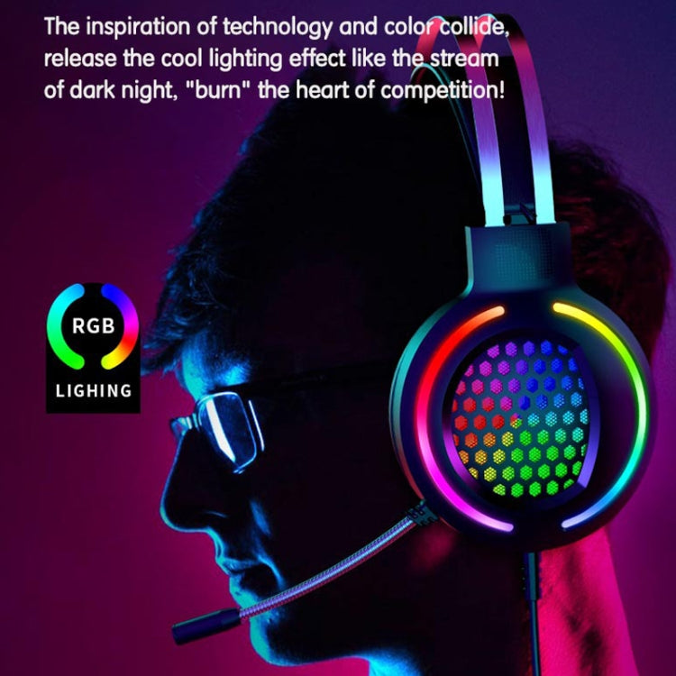 FOREV G99 USB RGBHead-Mounted Wired Headset With Microphone, Style: Standard Version  (Colorful Light Pink)