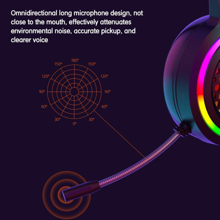 FOREV G99 USB RGBHead-Mounted Wired Headset With Microphone, Style: Standard Version  (Colorful Light Pink)