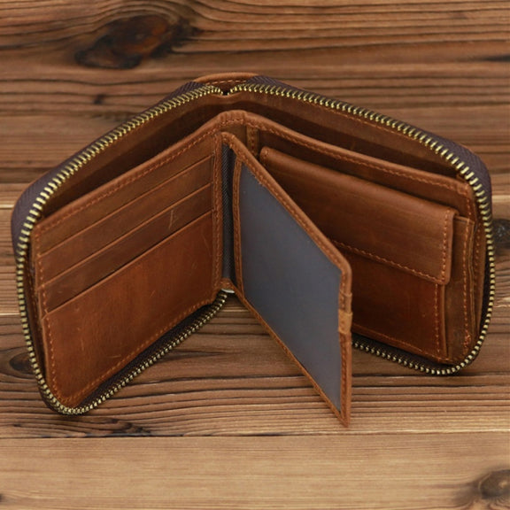 9039 RFID Antimagnetic Leather Zipper Wallet(Horizontal 4)