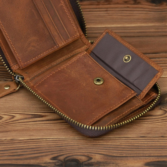 9039 RFID Antimagnetic Leather Zipper Wallet(Horizontal 4)