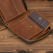 9039 RFID Antimagnetic Leather Zipper Wallet(Vertical 2)