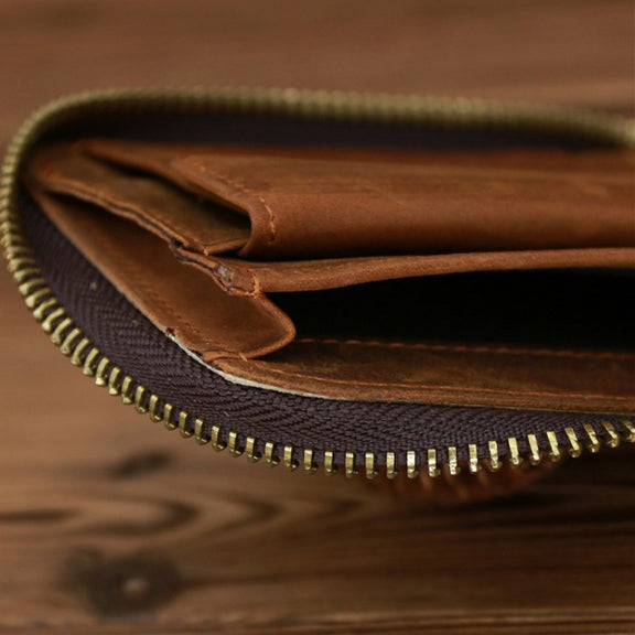 9039 RFID Antimagnetic Leather Zipper Wallet(Horizontal 3)