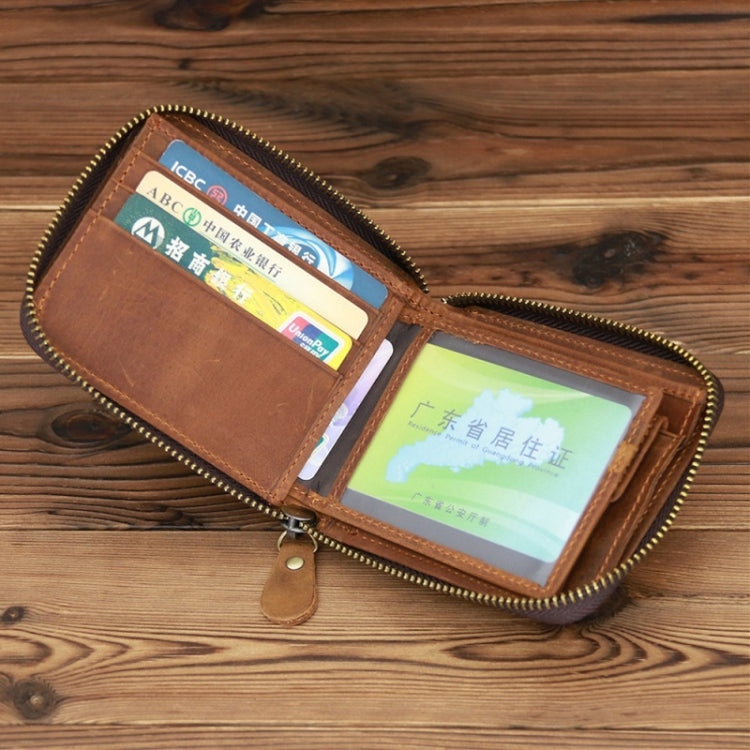 9039 RFID Antimagnetic Leather Zipper Wallet(Horizontal 3)