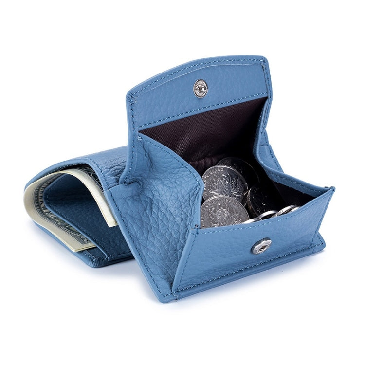 CL-2753 Leather RFID Short Coin Purse Wallet(Light Blue)