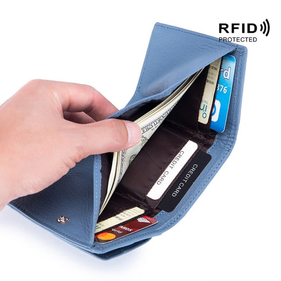 CL-2753 Leather RFID Short Coin Purse Wallet(Purple)