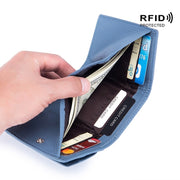 CL-2753 Leather RFID Short Coin Purse Wallet(Black)
