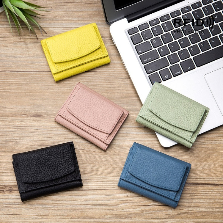 CL-2753 Leather RFID Short Coin Purse Wallet(Red)