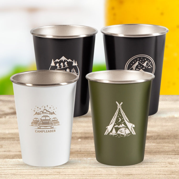 4 PCS / Set Outdoor Picnic Stainless Steel Cup With Storage Bag (White)