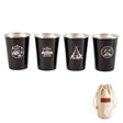 4 PCS / Set Outdoor Picnic Stainless Steel Cup With Storage Bag (Black) - Cookwares & Tablewares by PMC TechLife | Online Shopping South Africa | PMC TechLife