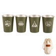 4 PCS / Set Outdoor Picnic Stainless Steel Cup With Storage Bag (Army Green) - free shipping - PMC TechLife - Order now!