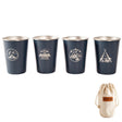 4 PCS / Set Outdoor Picnic Stainless Steel Cup With Storage Bag (Dark Blue) - Cookwares & Tablewares by PMC TechLife | Online Shopping South Africa | PMC TechLife