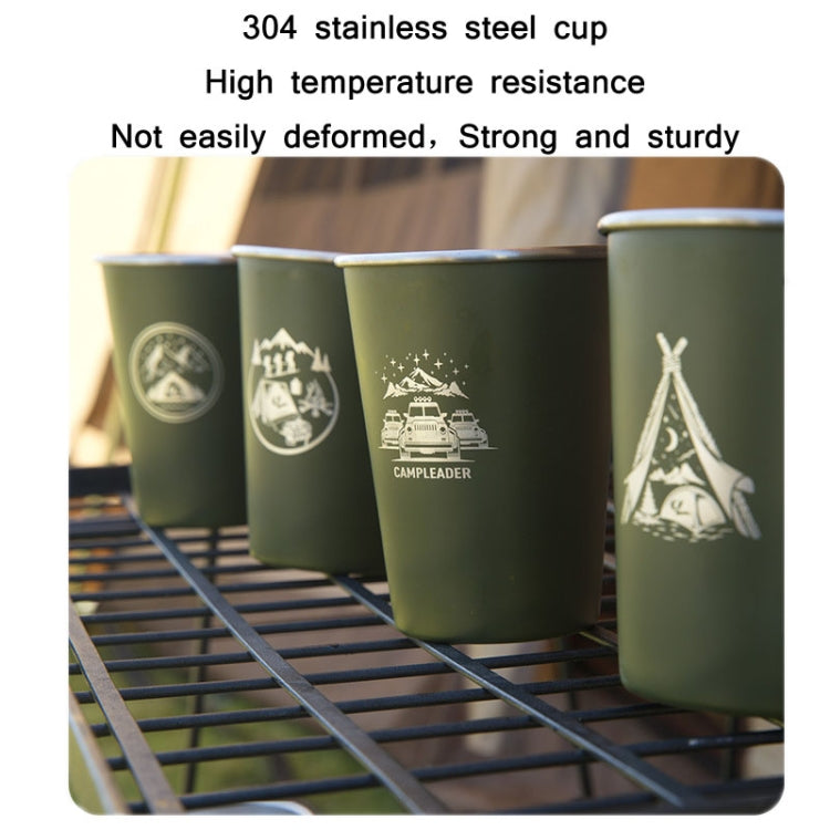 4 PCS / Set Outdoor Picnic Stainless Steel Cup With Storage Bag (Dark Blue)