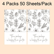 4 Packs 50 Sheets/Pack  Green Leaf Rectangular Stickers Gift Box Sealing Stickers(A3)