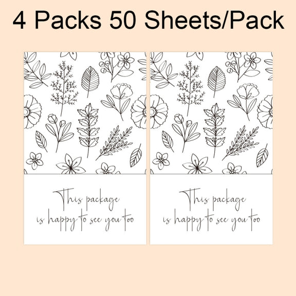 4 Packs 50 Sheets/Pack  Green Leaf Rectangular Stickers Gift Box Sealing Stickers(A3)