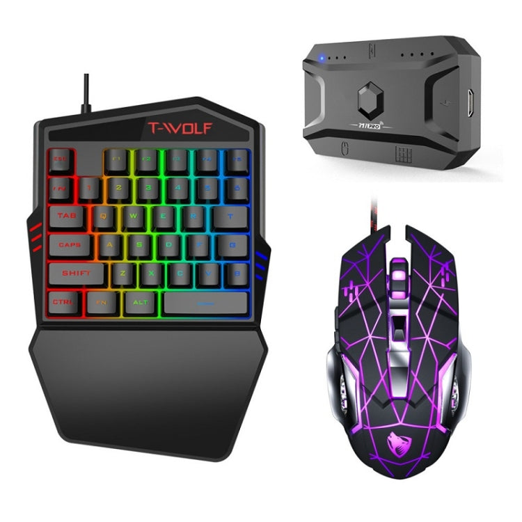 T-WOLF Mobile Gaming One-Handed Keyboard���Specification��� Keyboard + Mouse + Throne