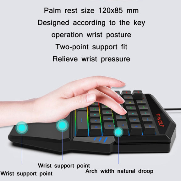 T-WOLF Mobile Gaming One-Handed Keyboard���Specification��� Keyboard + Mouse + Throne