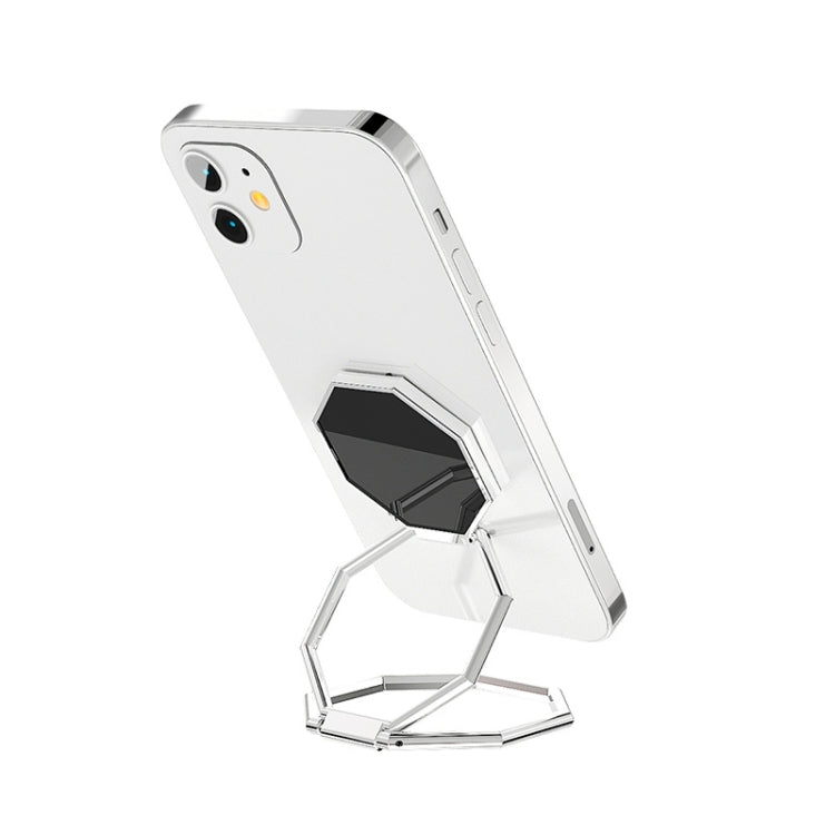 Metal Sticky Mobile Phone Ring Holder Desktop Stand(Silver)