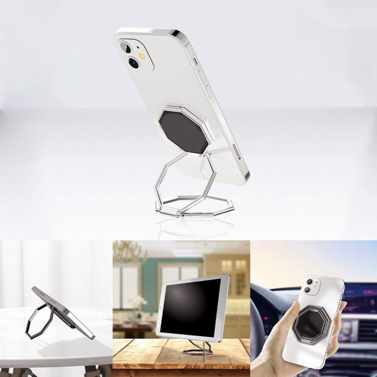 Metal Sticky Mobile Phone Ring Holder Desktop Stand(Silver)