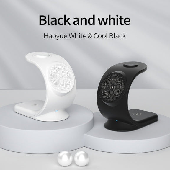 OJD-83 3 in 1 Magnetic Suction Vertical Bracket Wireless Charger for Mobile Phone & iWatch & AirPods(White)