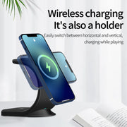 OJD-83 3 in 1 Magnetic Suction Vertical Bracket Wireless Charger for Mobile Phone & iWatch & AirPods(White)