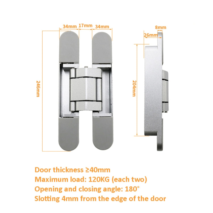 Three-Dimensional Adjustable Cross Hinge Folding Door Concealed Hinge, Specification: No. 5 Sand Silver 120kg