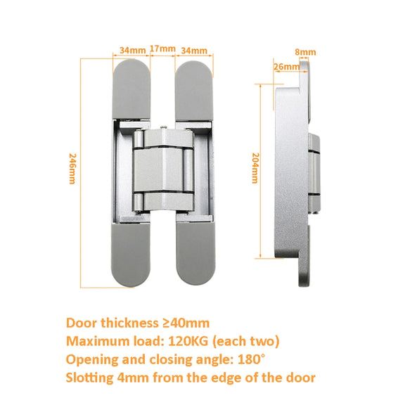 Three-Dimensional Adjustable Cross Hinge Folding Door Concealed Hinge, Specification: No. 5 Sand Silver 120kg