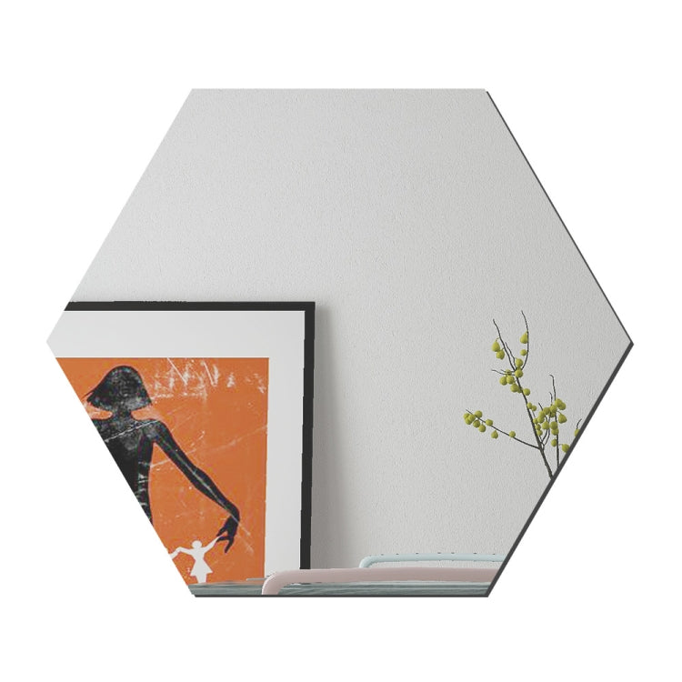 Ym300 16 PCS / Set Home Personal Wall Stickers DIY Acrylic Wall Decorative Mirror(Hexagon Silver)