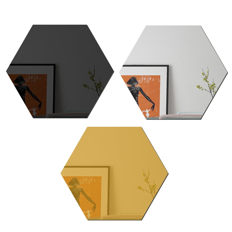 Ym300 16 PCS / Set Home Personal Wall Stickers DIY Acrylic Wall Decorative Mirror(Hexagon Silver)