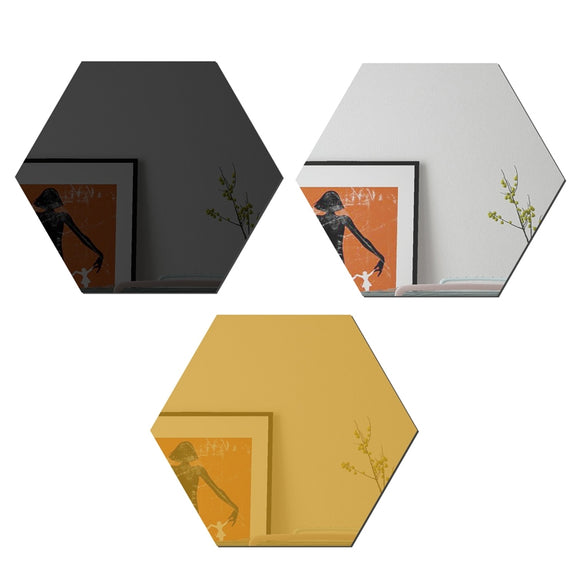 Ym300 16 PCS / Set Home Personal Wall Stickers DIY Acrylic Wall Decorative Mirror(Hexagon Silver)